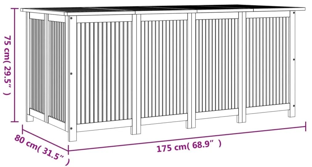 Caixa de arrumação para jardim 175x80x75 cm acácia maciça