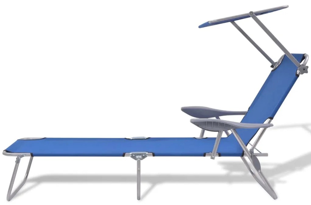 Espreguiçadeira com toldo aço azul
