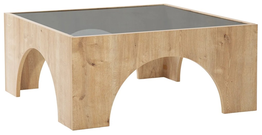 Mesa de Café Seine - Cinza Escuro e Carvalho - 80x35x80 cm