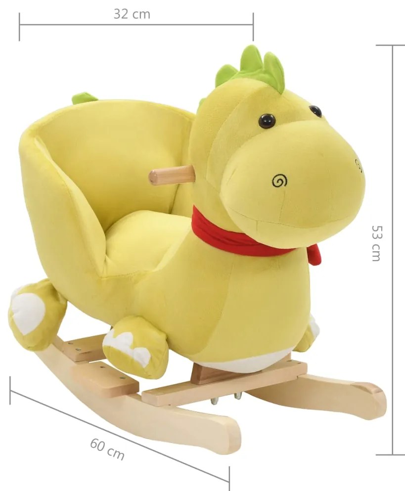 Animal de baloiçar dragão em pelúcia 60x32x53cm verde lima