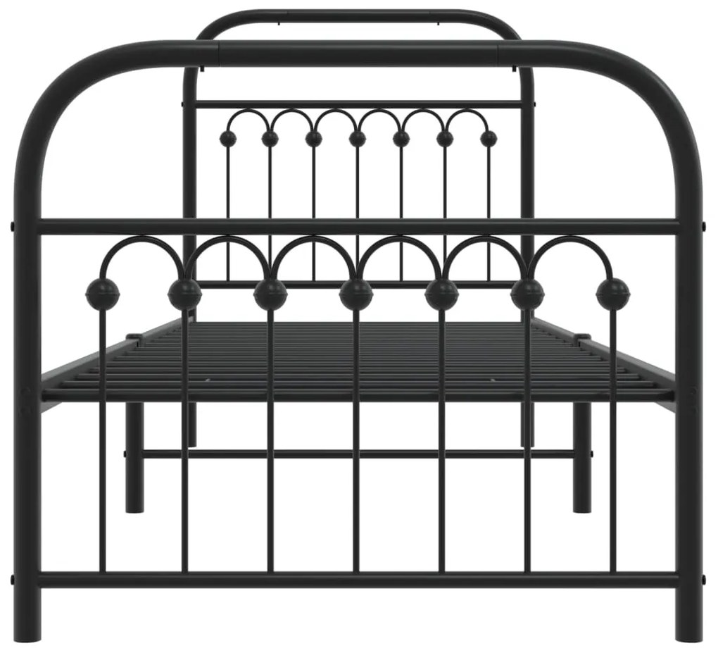 Estrutura de cama com cabeceira e pés 80x200 cm metal preto