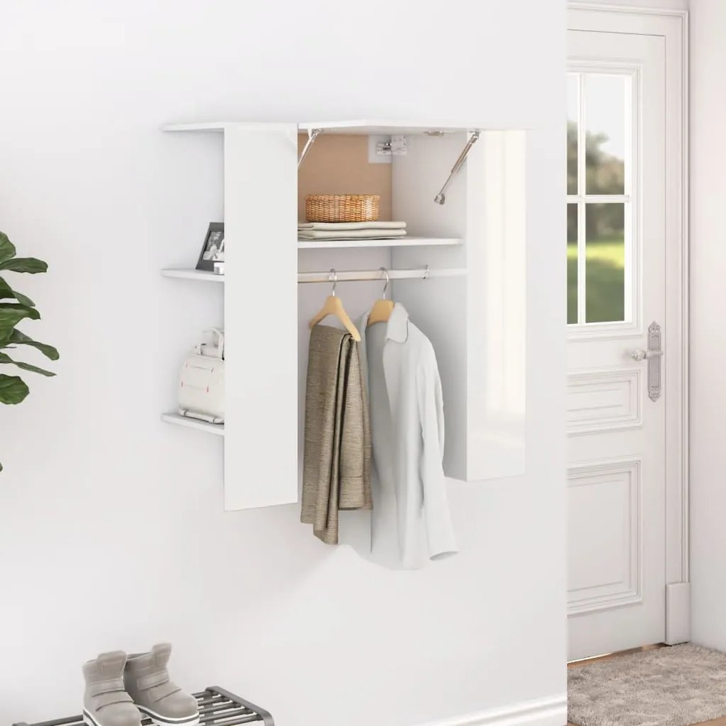 808771 vidaXL Armário corredor 97,5x37x99 cm deriv. madeira branco brilhante