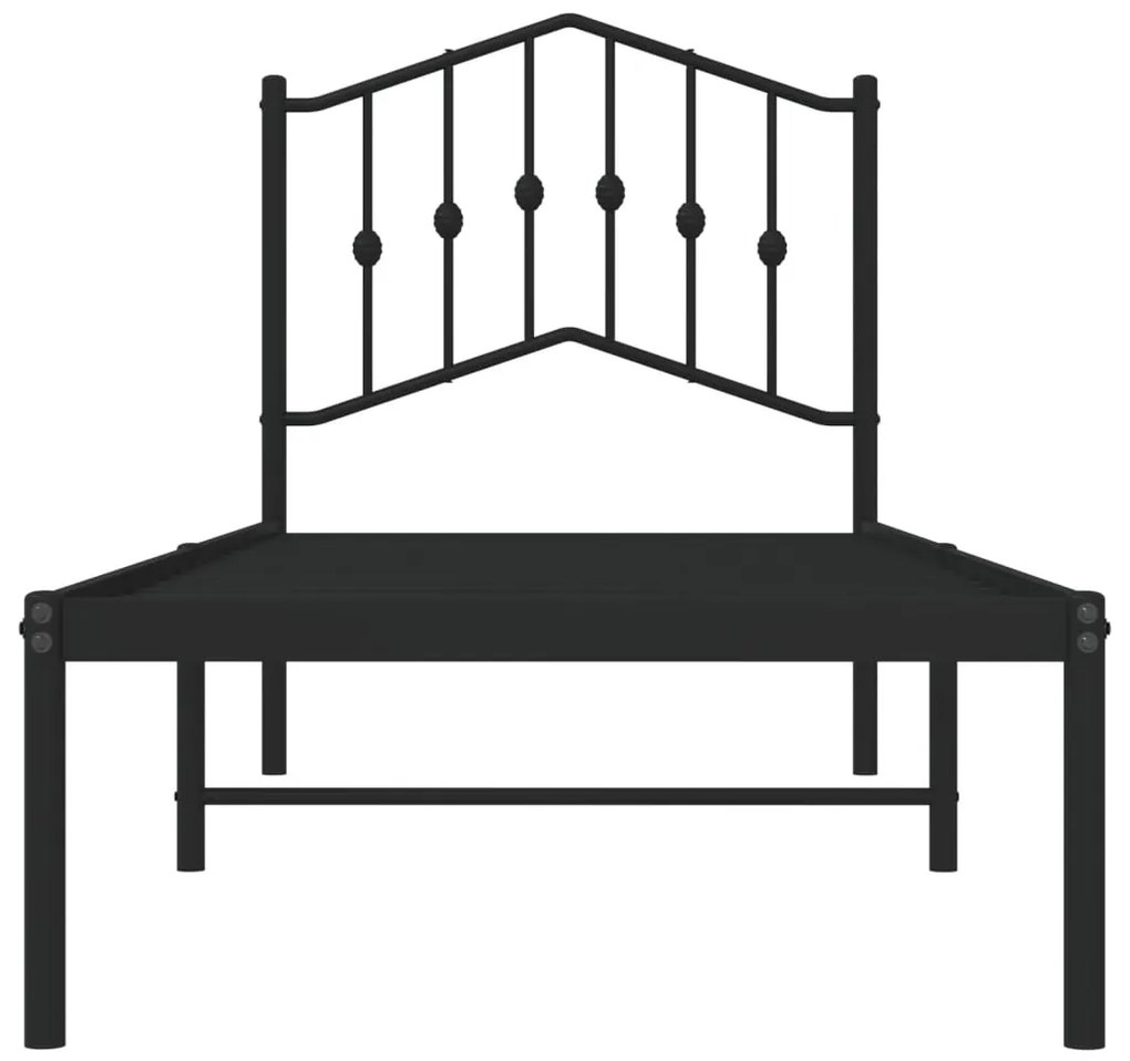 Estrutura de cama com cabeceira 75x190 cm metal preto