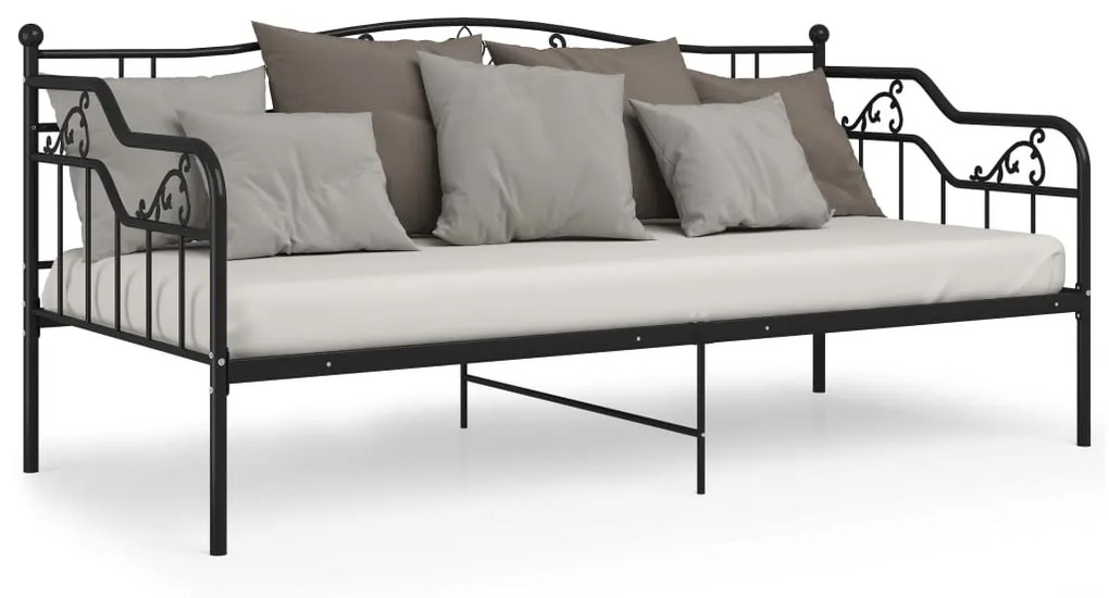 Sofá-cama 90x200 cm metal preto