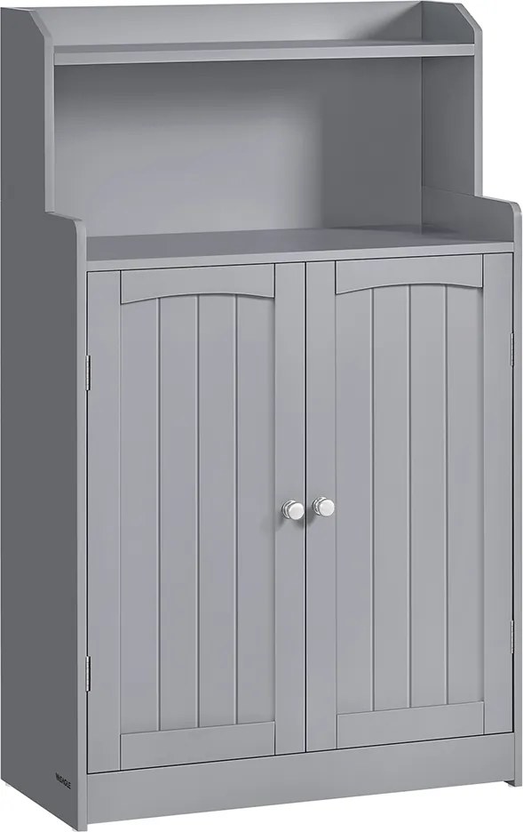Armário de casa de banho com 2 portas e prateleiras 30 x 60 x 100 cm Cinzento