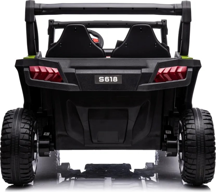 Carro elétrico para Crianças 24V, 4x4, 2 lugares Gravity Buggy Rodas de espuma EVA e assento Couro ecológico Verde