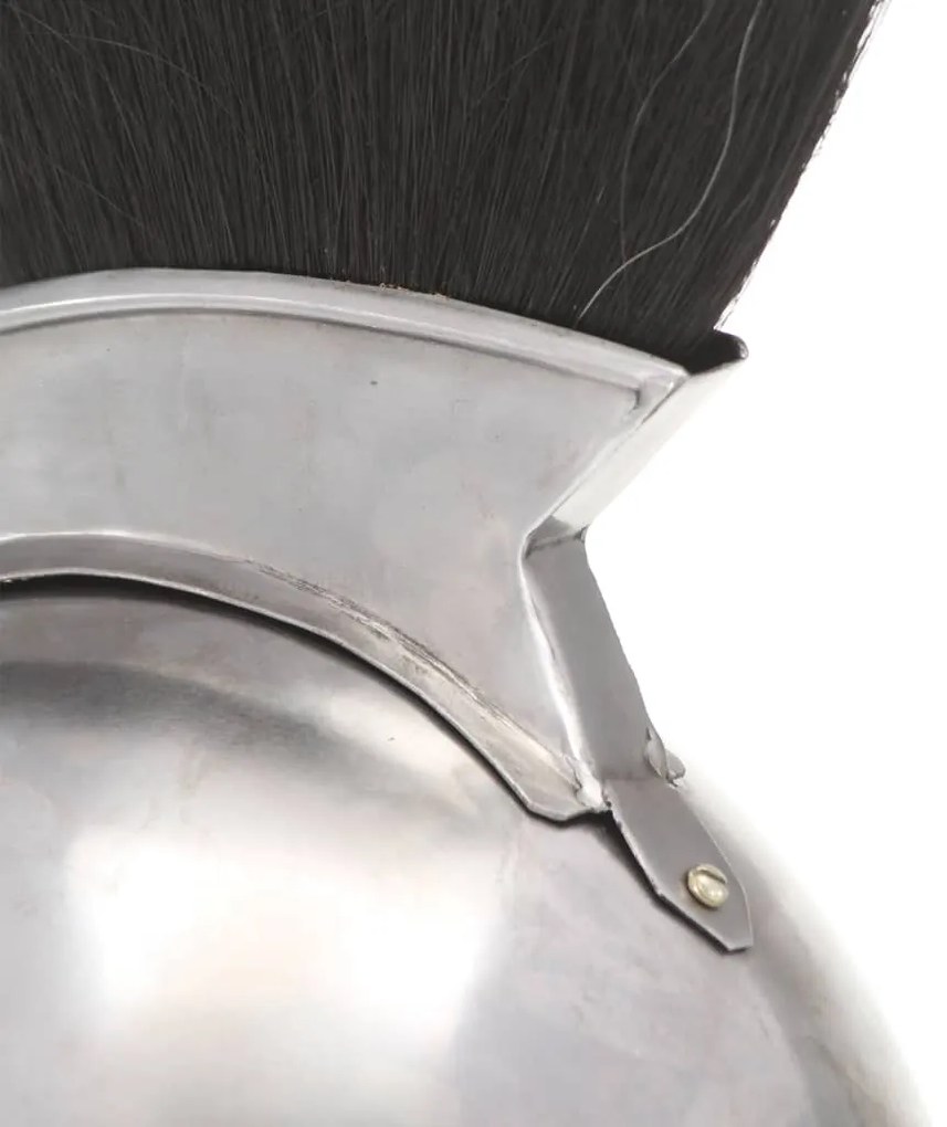 Capacete de soldado grego réplica LARP aço prateado