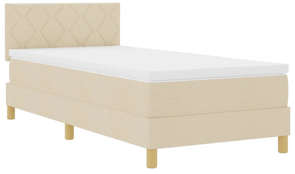 Cama Box Spring com Colchão Creme 90x190 cm Tecido