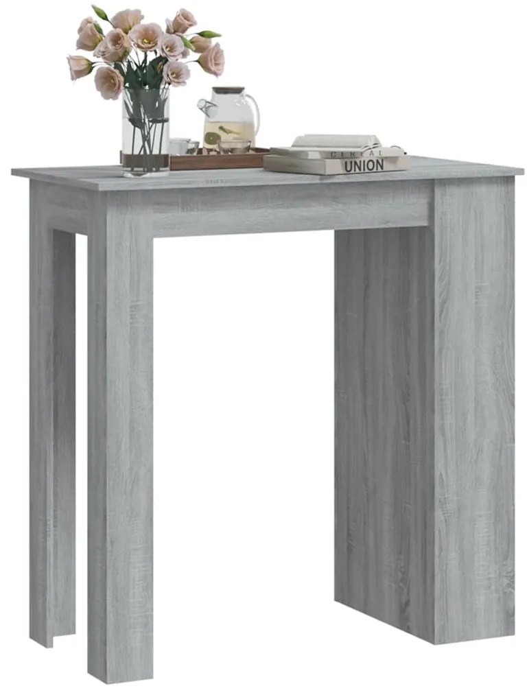 Mesa de bar c/ prateleiras derivados de madeira sonoma cinza