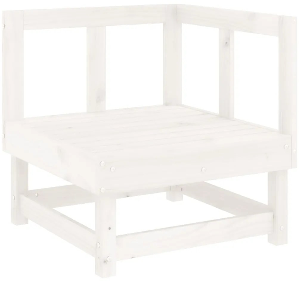 3 pcs conjunto lounge de jardim madeira de pinho maciça branco