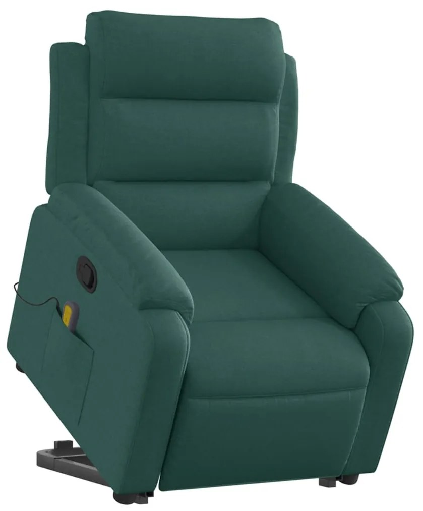 Poltrona reclinável elevatória de massagens tecido verde-escuro