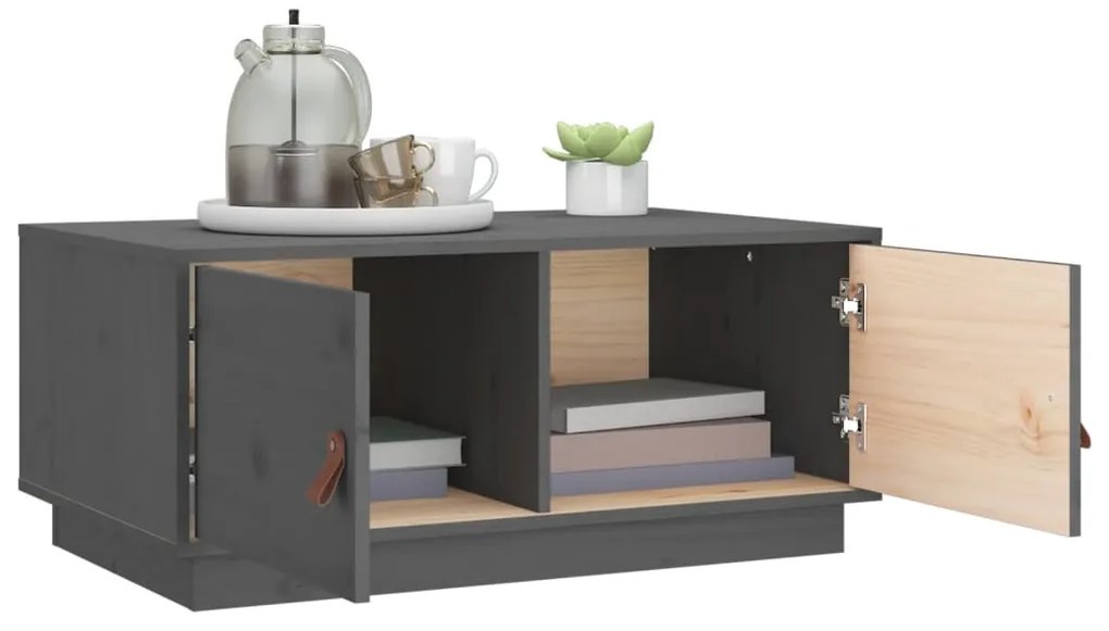 Mesa de centro 80x50x35 cm pinho maciço cinza