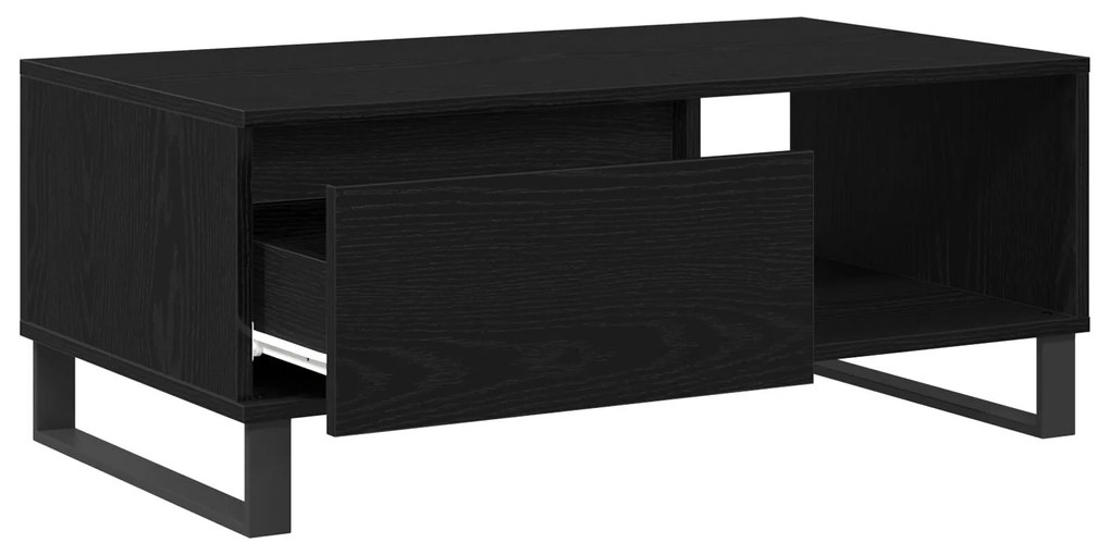 Mesa de centro vidaXL Preto Carvalho 90x50x36,5 cm Madeira engenheirad