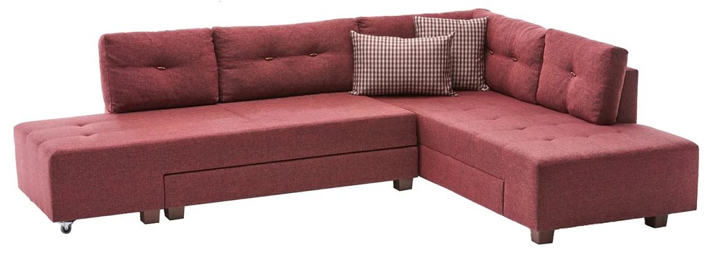 Sofá-cama de Canto Manama – Vermelho Claret – 280 x 85 x 206 cm