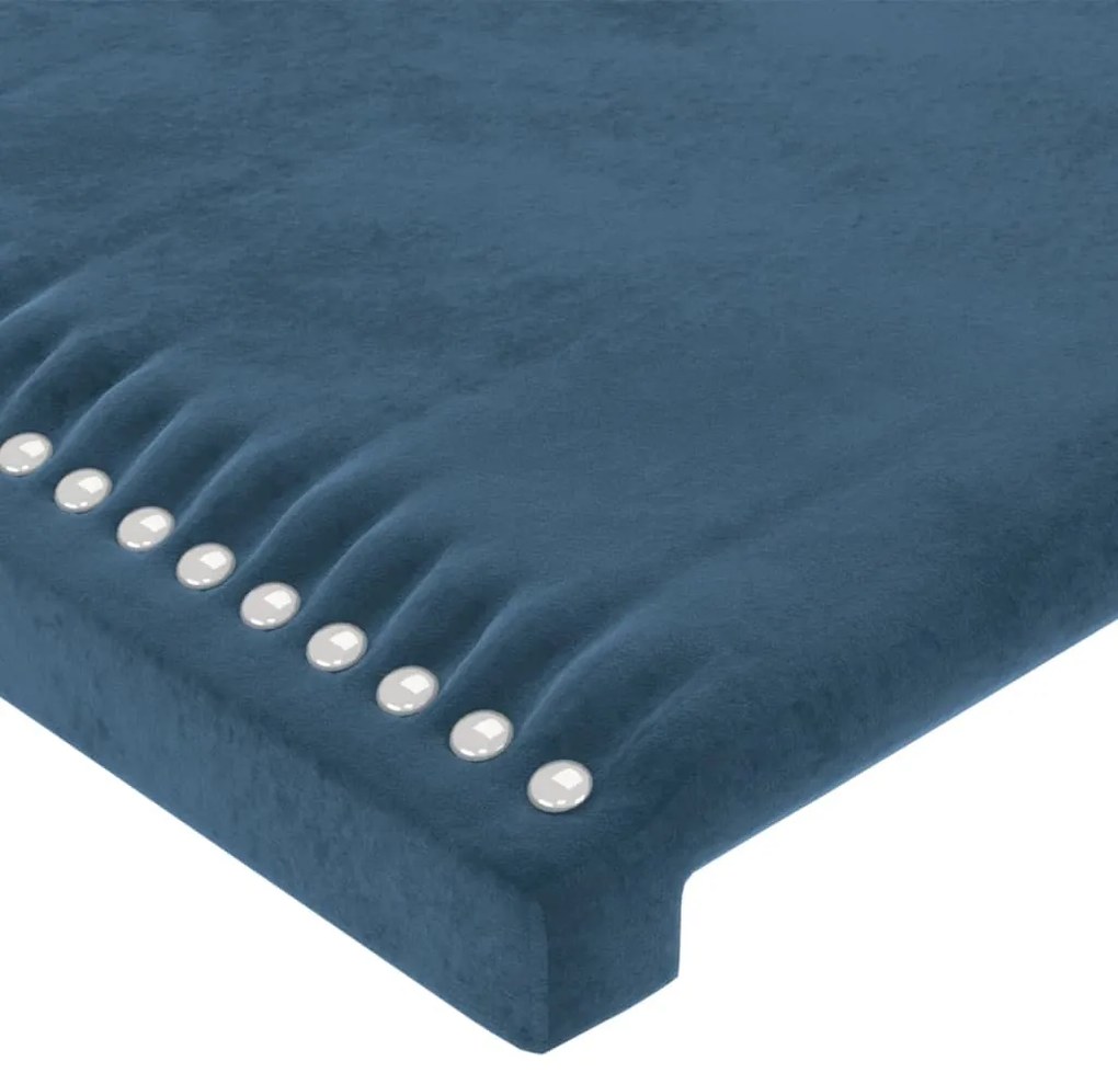 Cabeceira de cama c/ luzes LED veludo 90x5x78/88 cm azul-escuro