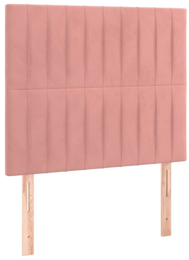 Cama box spring c/ colchão/LED 80x200 cm veludo rosa