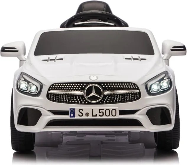 Carro elétrico para crianças até aos 5 anos Mercedes SL500, 12V com bateria de lítio, pneus borracha, controlo remoto Branco
