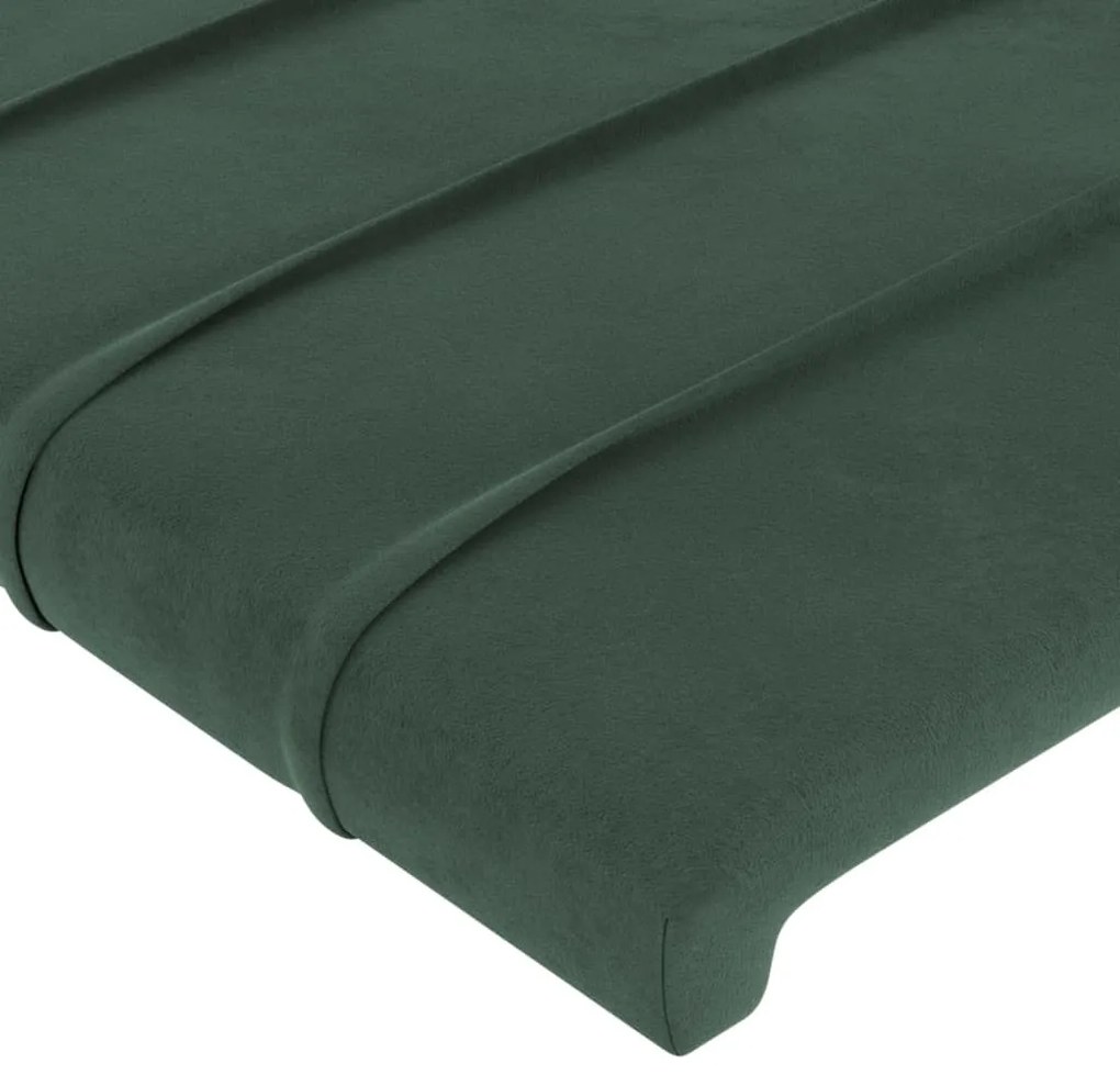 Cabeceira cama c/ abas veludo 203x23x118/128 cm verde-escuro