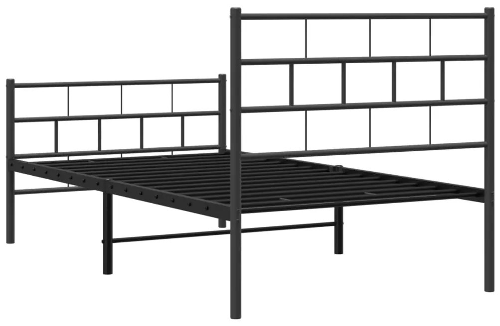 Estrutura de cama com cabeceira e pés 90x190 cm metal preto