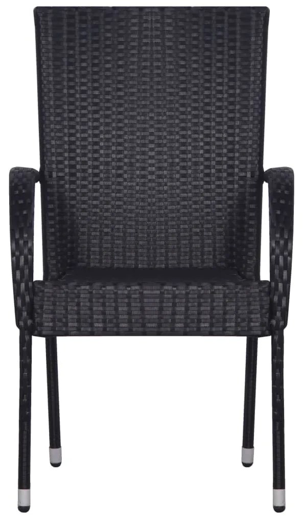7 pcs conjunto de jantar para jardim vime PE preto