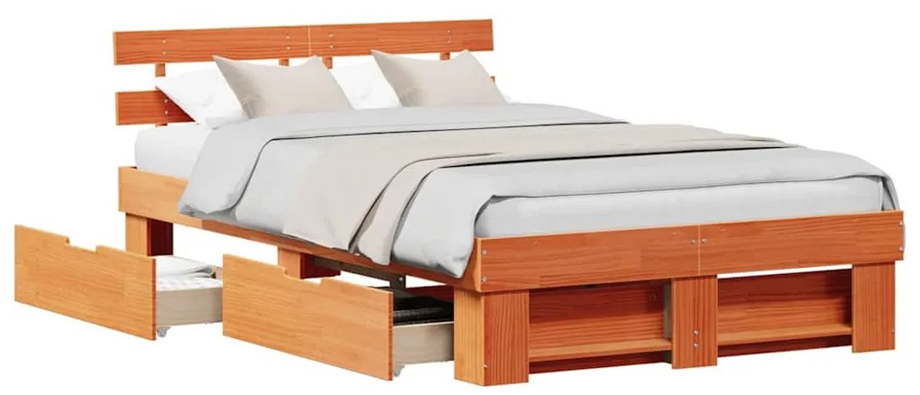 Estrutura da Cama Castanho-mel 120 x 200 cm Madeira Sólida