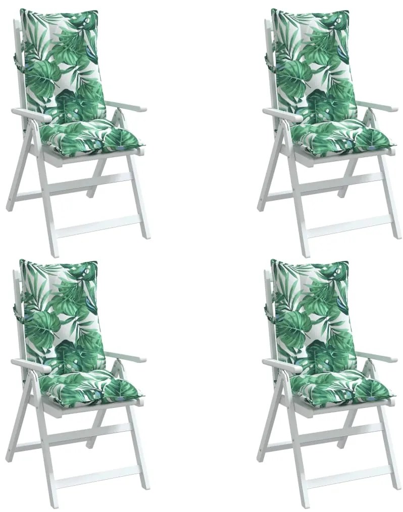 Almofadões p/ cadeira encosto alto 4 pcs tecido oxford folhas