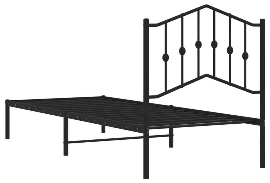 Estrutura de cama com cabeceira 90x190 cm metal preto