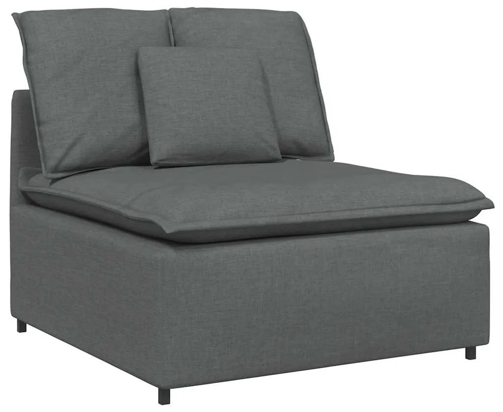Sofá modular com almofadas tecido cinzento-escuro