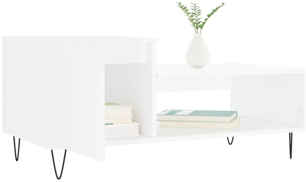Mesa de centro 100x50x45 cm derivados madeira branco brilhante
