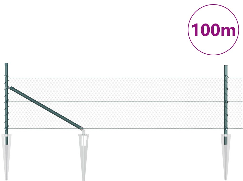 Cerca Hexagonal vidaXL Verde 0,4x100 m Aço