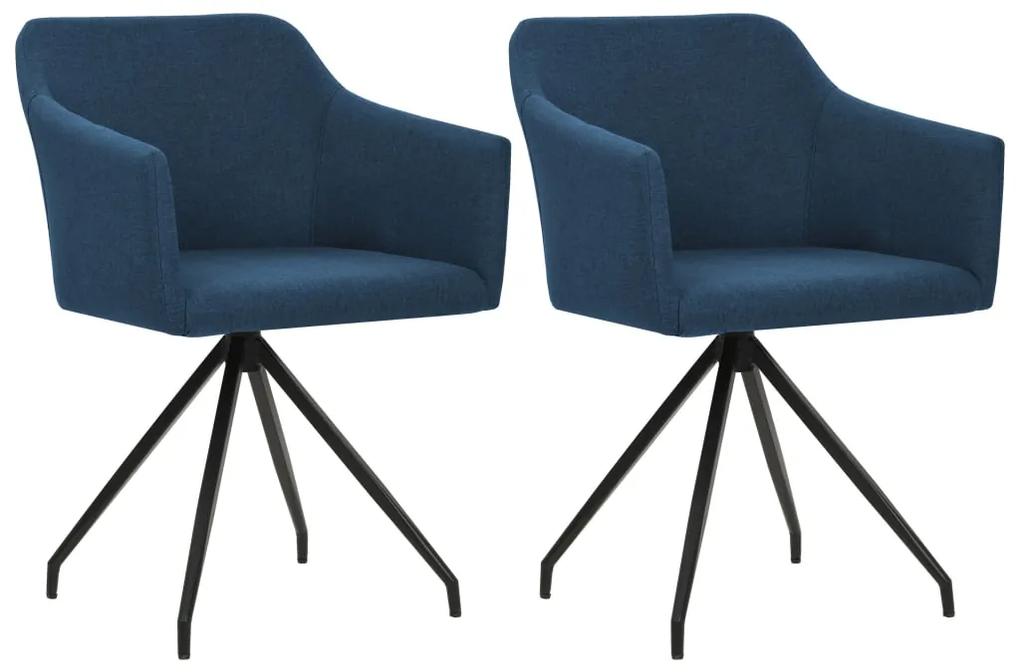 247063 vidaXL Cadeiras de jantar giratórias 2 pcs tecido azul