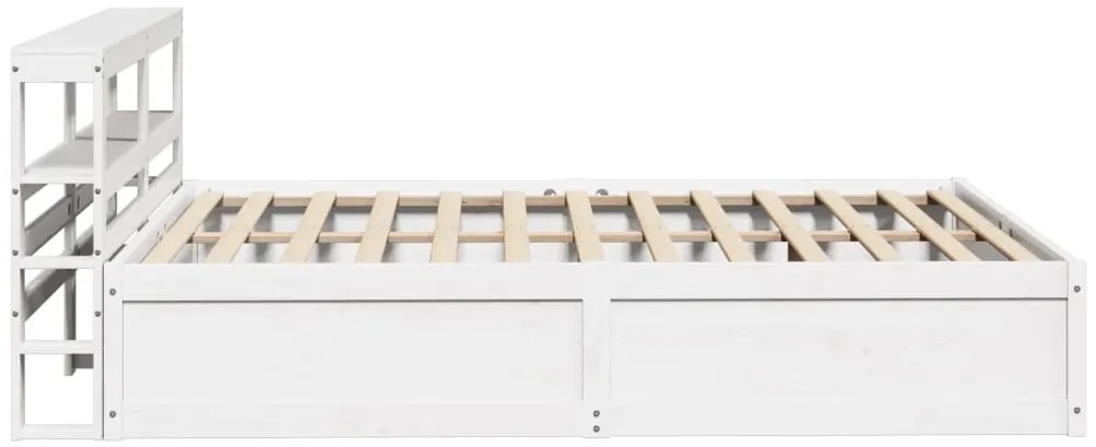 Estrutura de cama com cabeceira 140x200 cm pinho maciço branco