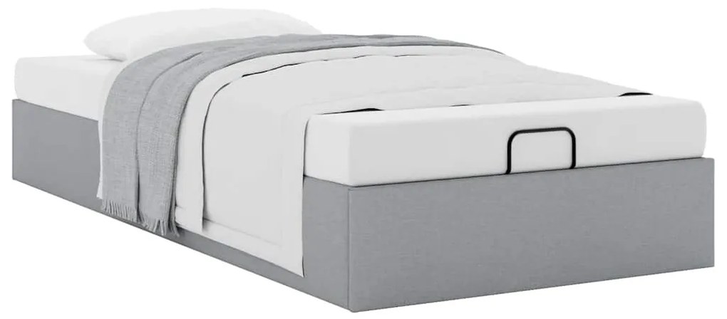 Estrutura de cama otomana sem colchão 100x200 cm cinzento claro