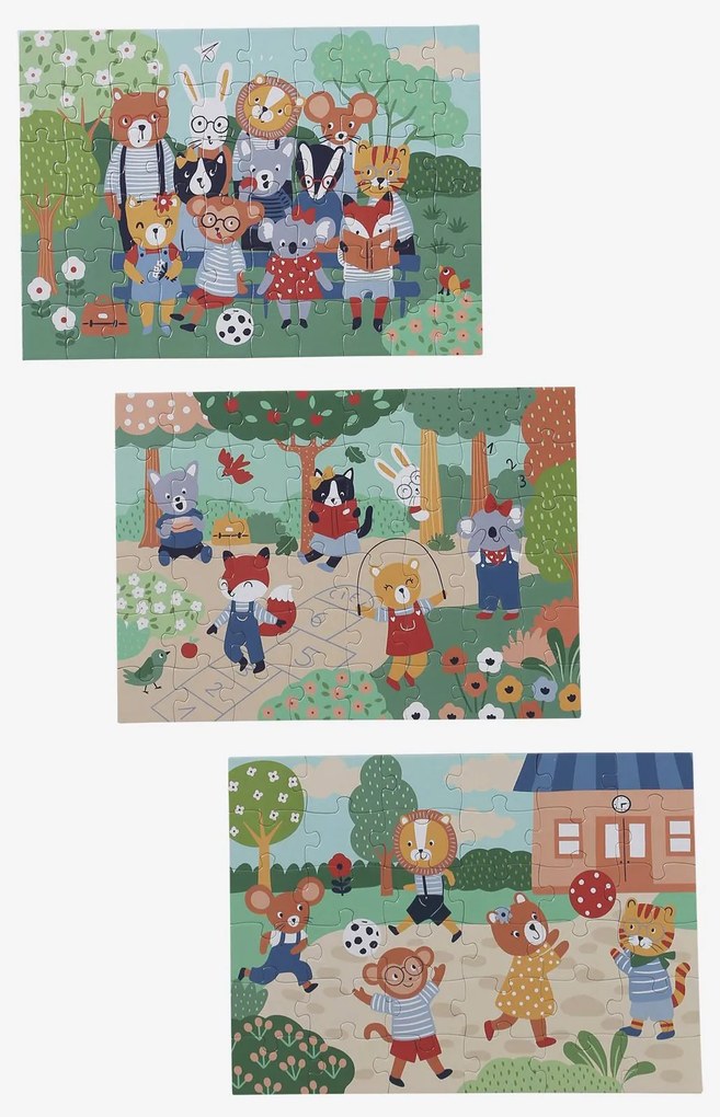 3 puzzles evolutivos de 36 a 60 peças, em cartão, Os Animais Divertidos multicolor
