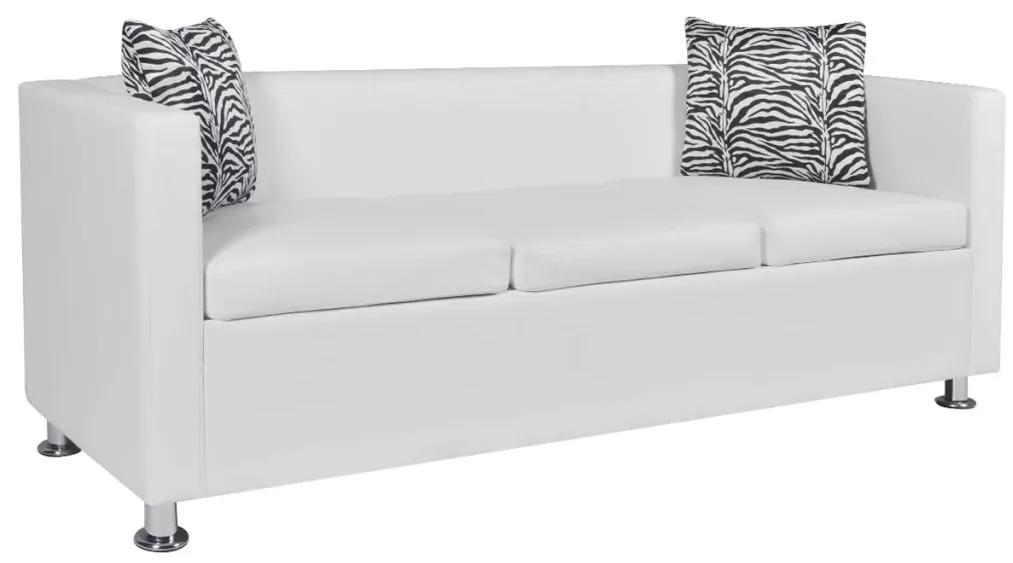 Sofá de 3 lugares couro artificial branco