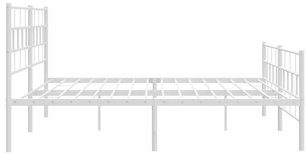 Estrutura de cama com cabeceira e pés 200x200 cm metal branco