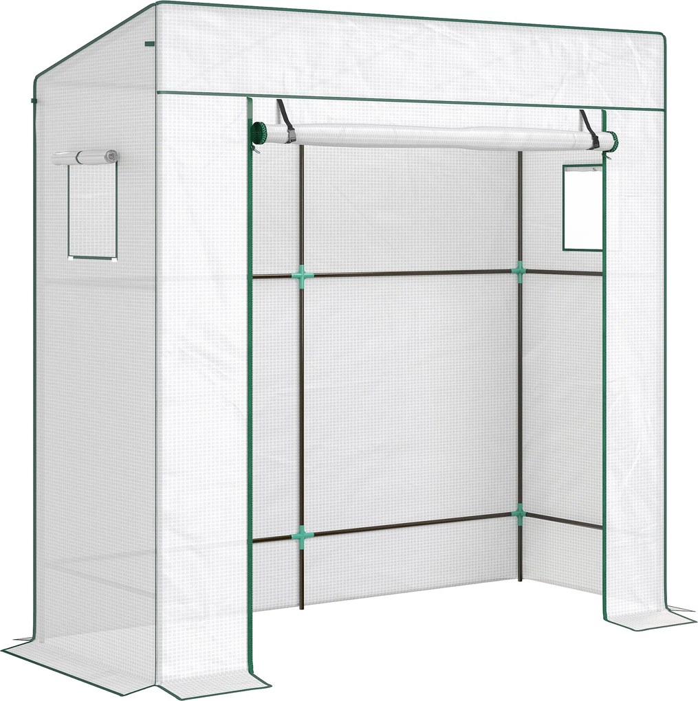 Outsunny Estufa de Exterior com Janelas de Rede e Porta com Fecho de Correr para Cultivar Plantas e Flores 196x77x197 cm Branco | Aosom Portugal