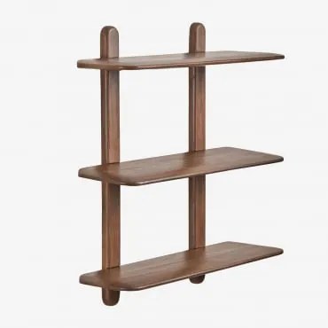 Estante De Parede Em Madeira Veleta ↔︎ 80 Cm & 3 Prateleirass & Castanho-acácia Escuro - Sklum