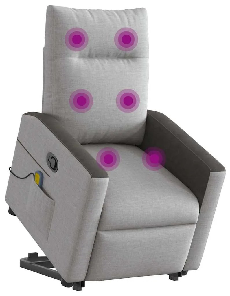 Poltrona elevatória de massagens tecido cinzento-nublado