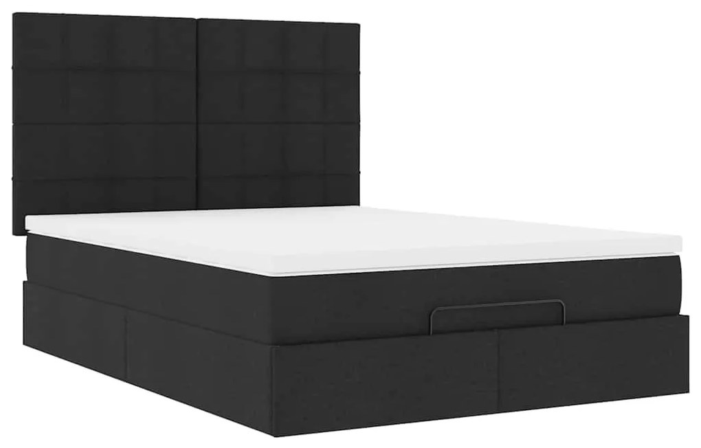 Estrutura de cama otomana com colchão 140x190 cm tecido preto