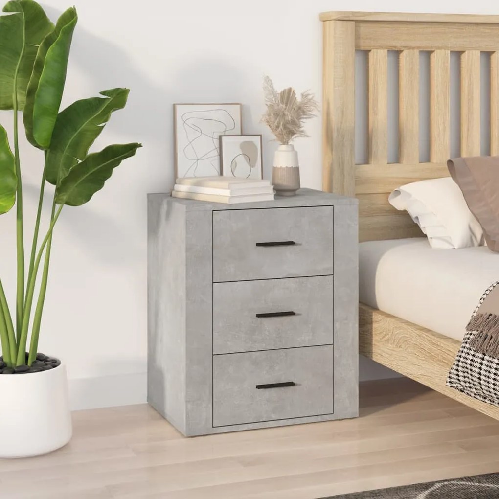 vidaXL Mesa de cabeceira 50x36x60 cm derivados madeira cinza cimento