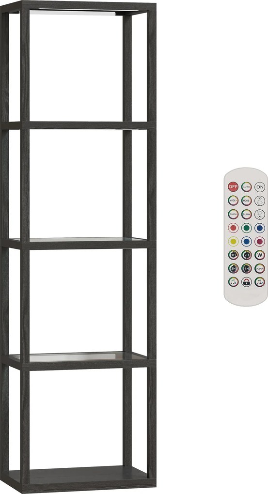 HOMCOM Luminária RGB com Prateleiras de Vidro, Luminária de Pé LED de 4 Níveis com Controlo Remoto, Sincronização com Música, Preto | Aosom Portugal