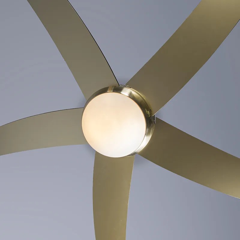 Ventilador de teto dourado com impressão de madeira 132cm com controle remoto - Cool Moderno