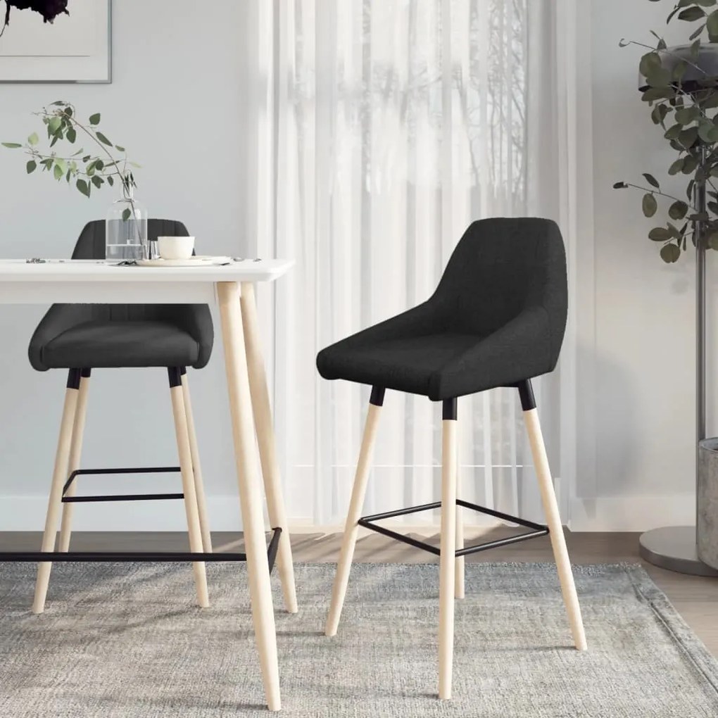 vidaXL Bancos de bar 2 pcs tecido preto