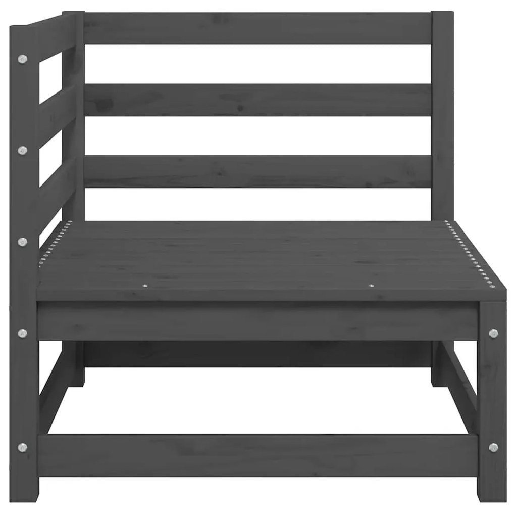 2 pcs conjunto lounge de jardim pinho maciço cinzento