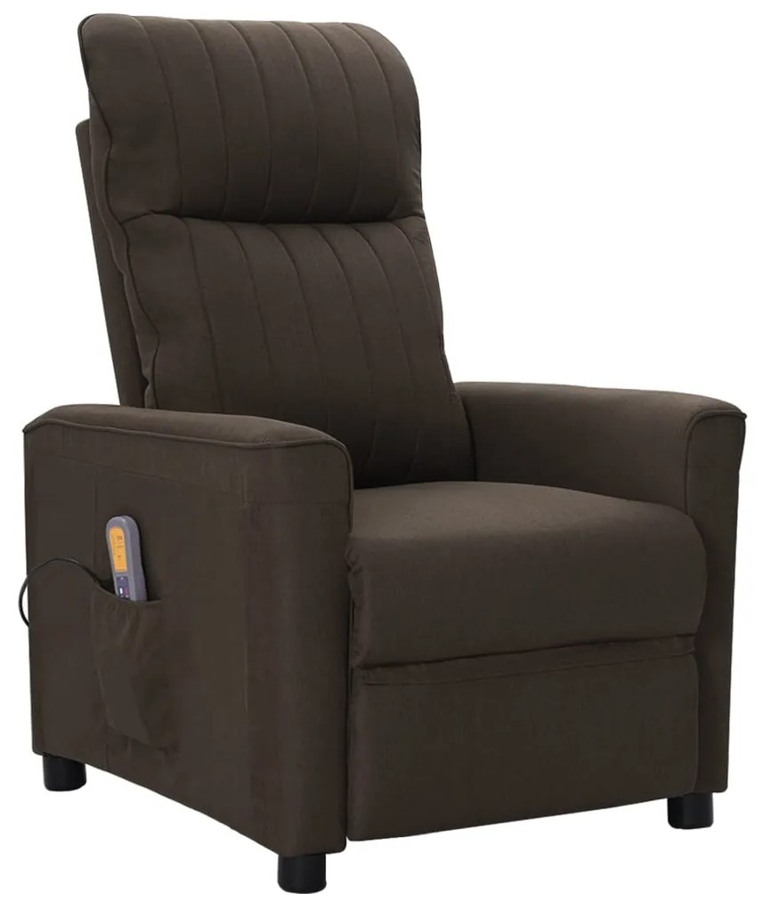 vidaXL Poltrona de massagens tecido castanho-escuro