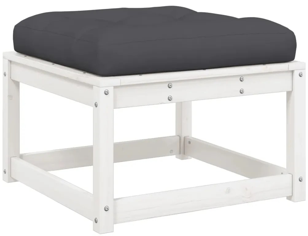 5 pcs conj. lounge de jardim c/ almofadões pinho maciço branco