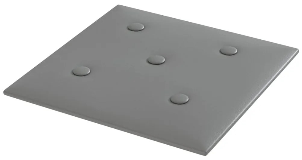 Painel parede 12 pcs 30x30cm couro artificial 1,08 m² cinza
