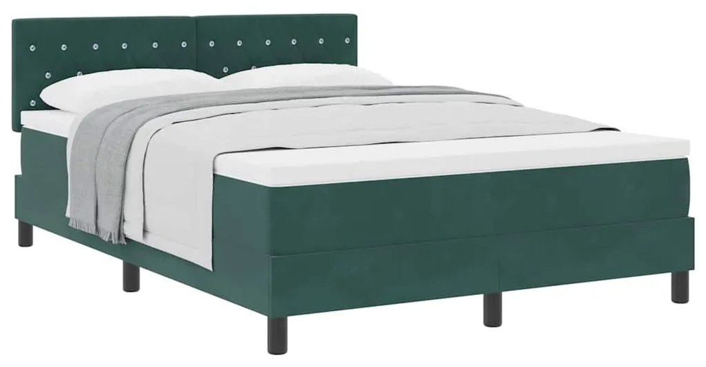 Cama Box com Colchão vidaXL Verde Escuro 140x200 cm Veludo