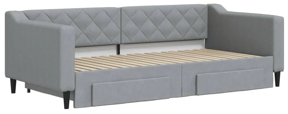 Sofá-cama c/ gavetão e gavetas 90x190 cm tecido cinzento-claro
